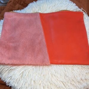 NWOT Clare V. Calf Hair & Leather Half & Half Pouch